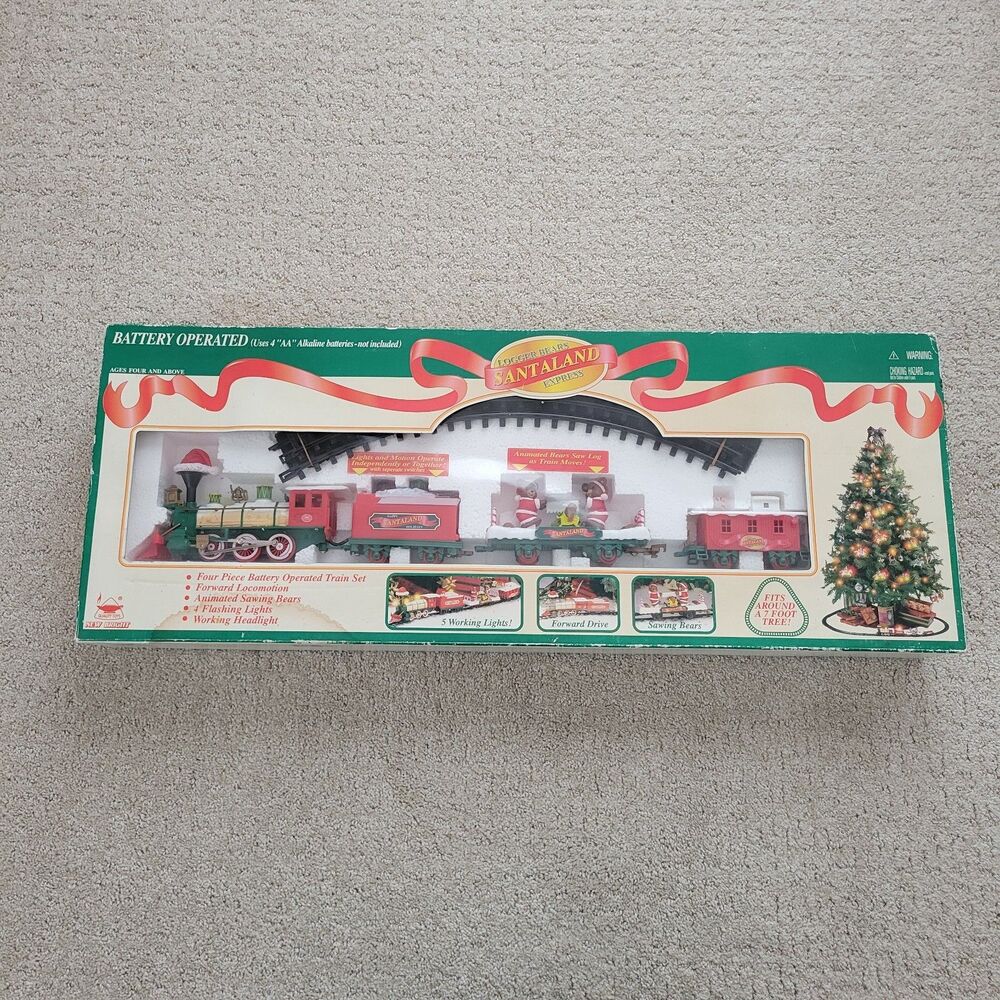 Santaland Logger Bears Express Christmas Train Set 1997 VTG New Bright Box READ